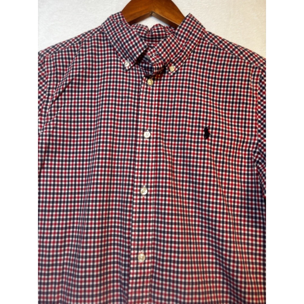 Vintage Polo Ralph Lauren‎ Dress Shirt Mens XL Red Blue Gingham Button Up